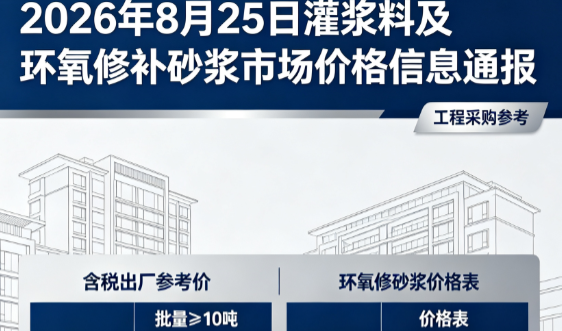 密云2026年8月25日灌浆料及环氧修补砂浆市场价格信息通报